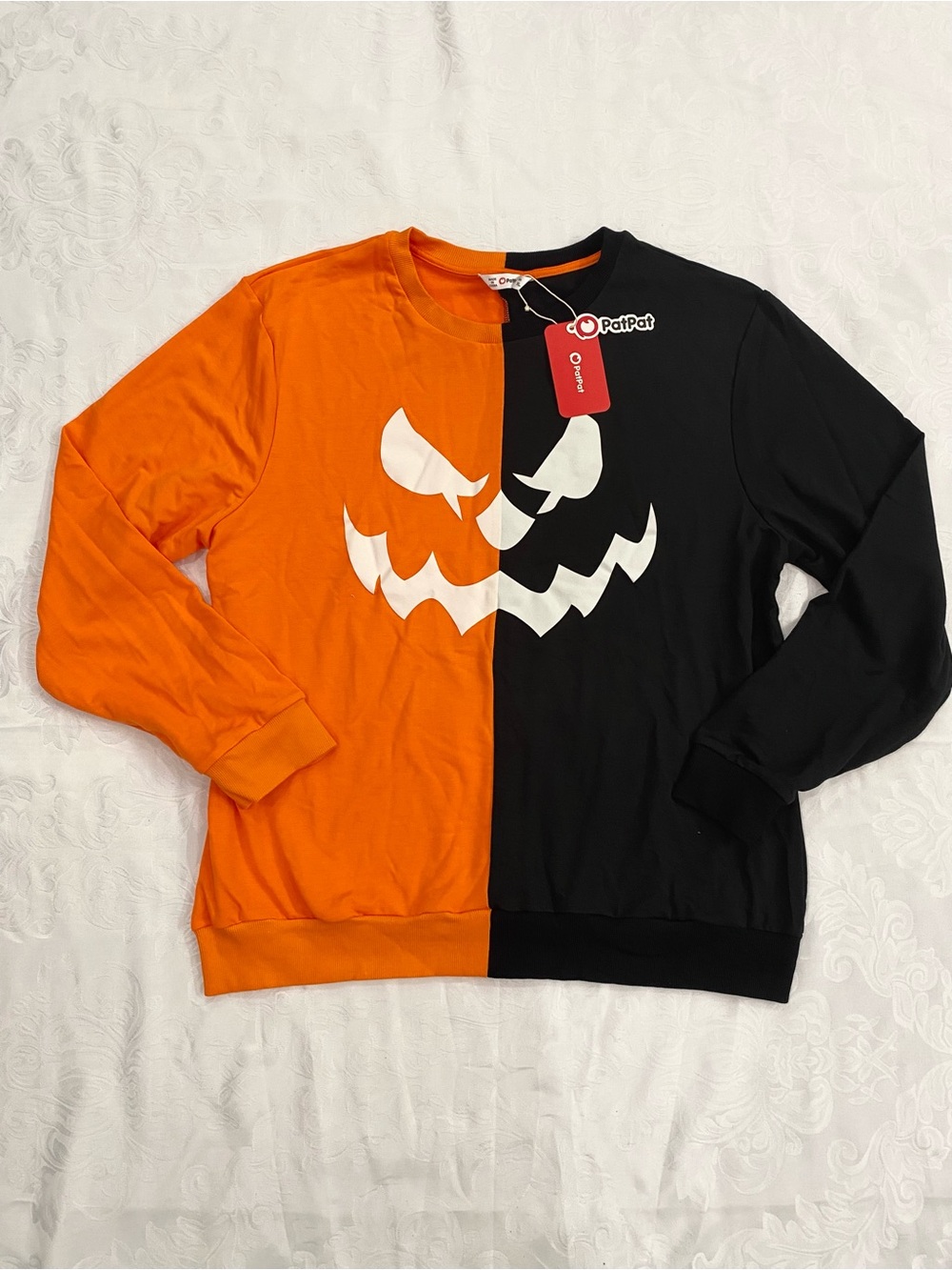 PatPat Men Halloween jack-o'-lantern face graphic Costumes Sweatshirt, Size XL